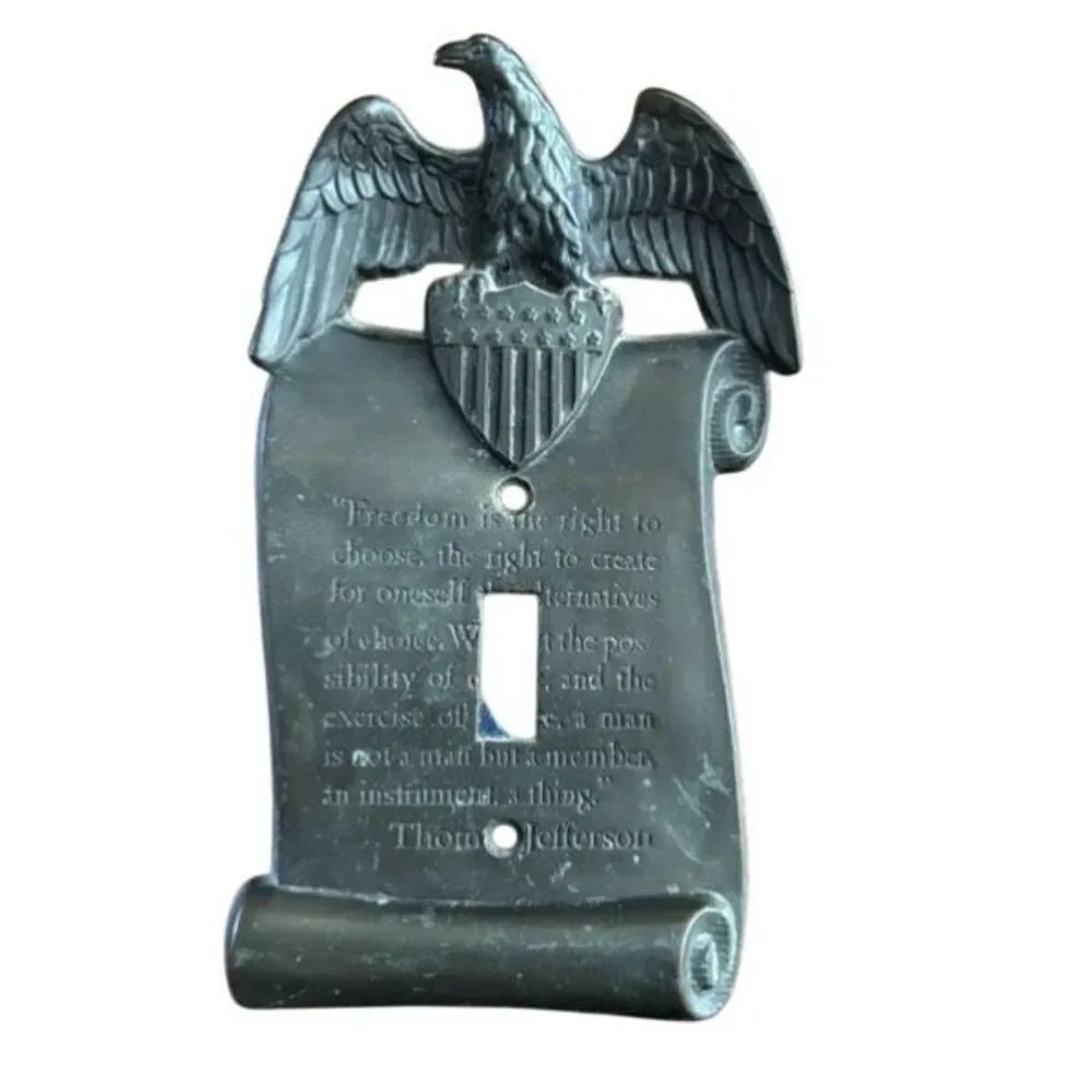 Vintage American Eagle Thomas Jefferson Freedom Brass Light Switch Cover